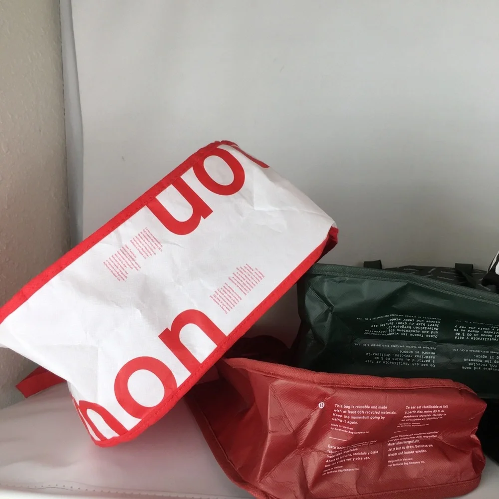 Lululemon Reusable Shopping Tote Bags Bundle of 5, 3 Large 2 Small Athletic